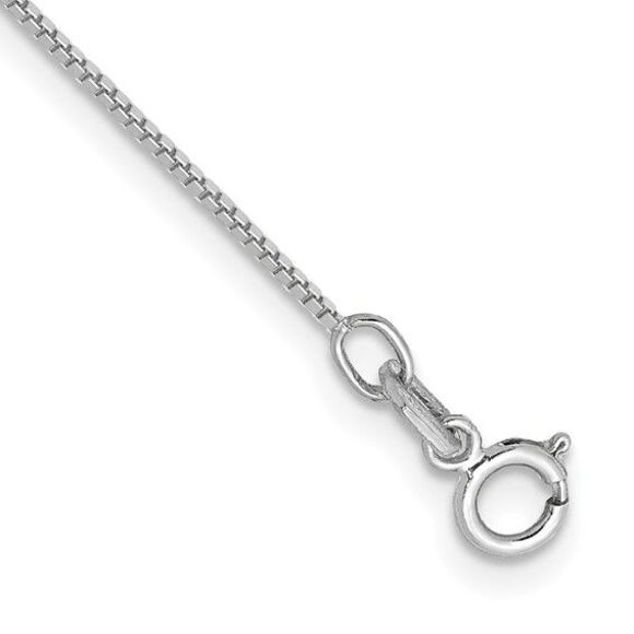 0.7mm, 14k White Gold, Box Chain Necklace, 20 Inch - Picture 4 of 8